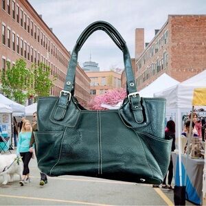 Classic Tignanello Black Leather Satchel Bag